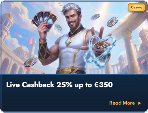 Banner de cashback de casino en vivo de Casea Casino