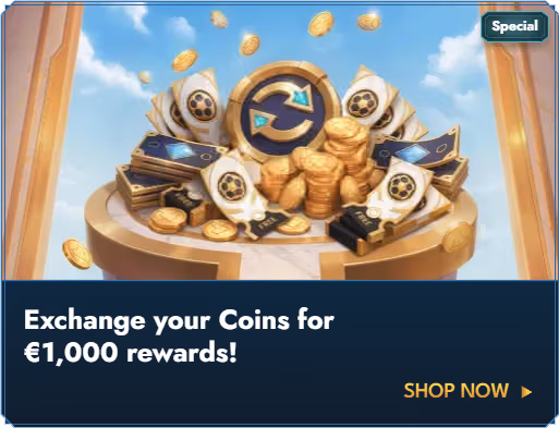 Banner de recompensas con monedas de Casea Casino